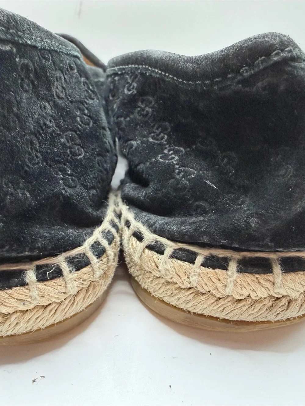 Gucci Black Suede GG Monogram Espadrilles
